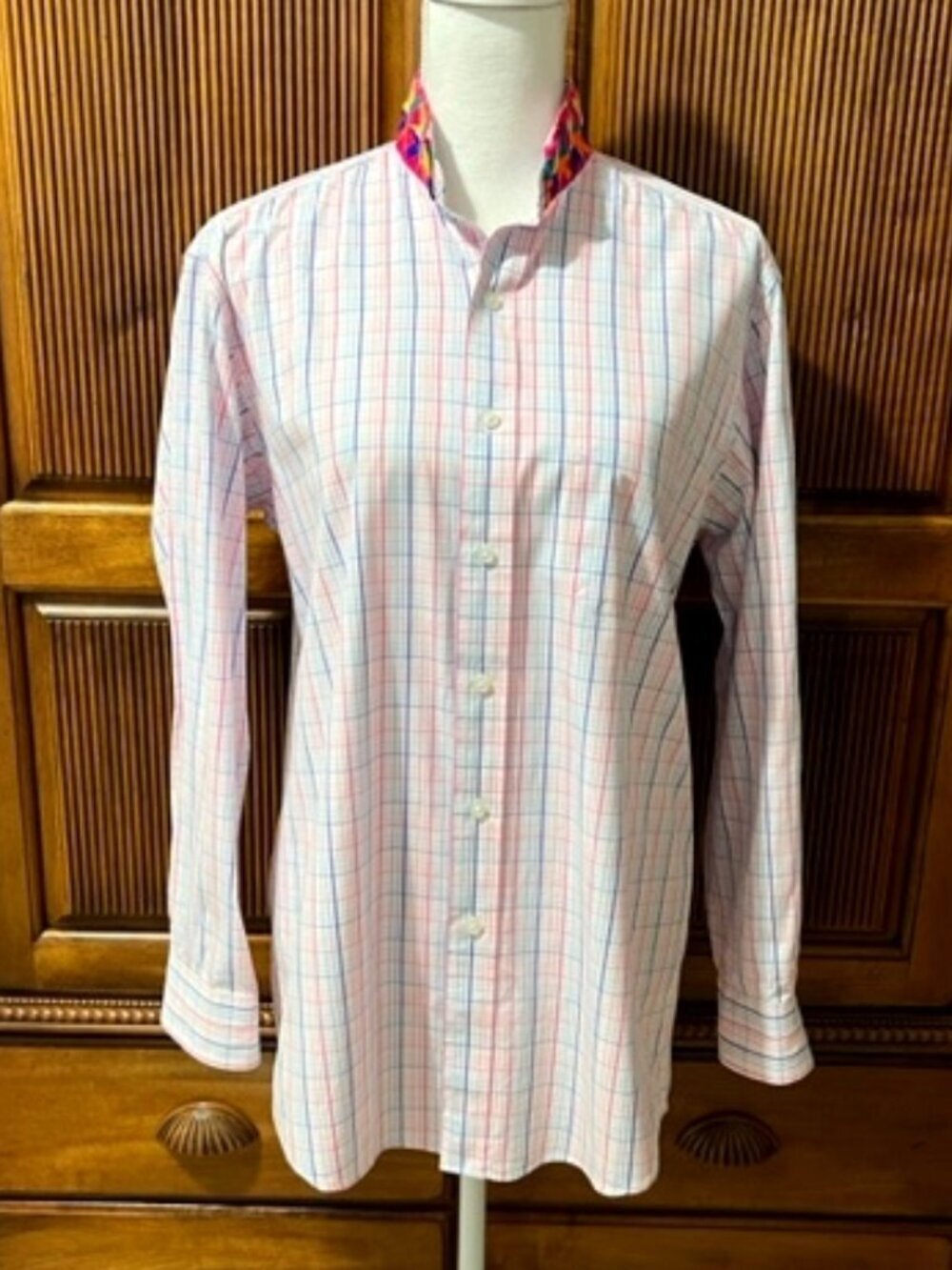 Mary Marshmallow Rainbow Sequin Plaid Button Up Boyfriend Shirt
